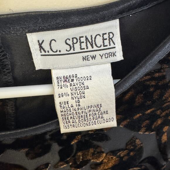 KC Spencer New York Floral Long Sleeve Velvet TOP US Women's 14 Plus - Picture 3 of 5